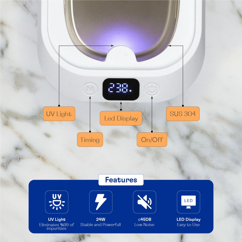 [Australia] - Ultrasonic Retainer Cleaner Machine With Cleaning Solution, Tweezers and Cleaning Wipe & Ultrasonic Jewelry Cleaner, 3 Modes Cleaner For Retainers, 48 kHZ, 220 ml Ultrasonic Cleaner 