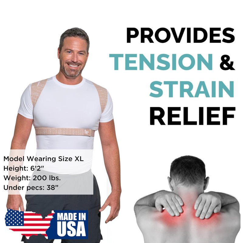 [Australia] - Posture Corrector for Women and Men - Made in USA - Slim and Adjustable Shoulder Brace - Back Brace for Back Pain Relief - Sand Drizzle M/L 
