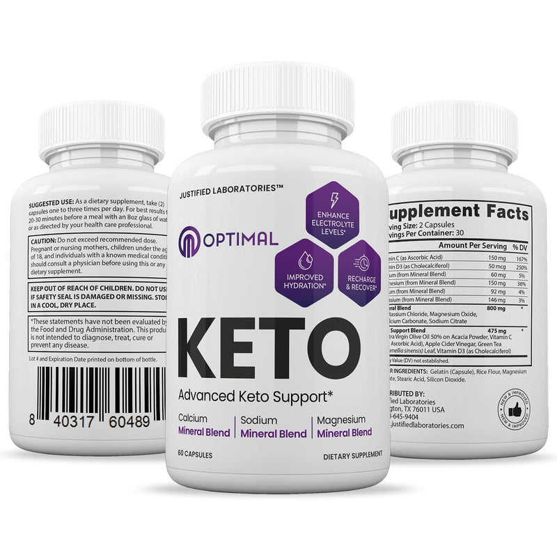 [Australia] - Optimal Keto Pills 1275MG New & Improved Formula Contains Apple Cider Vinegar Extra Virgin Olive Oil Powder Green Tea Leaf 60 Capsules 