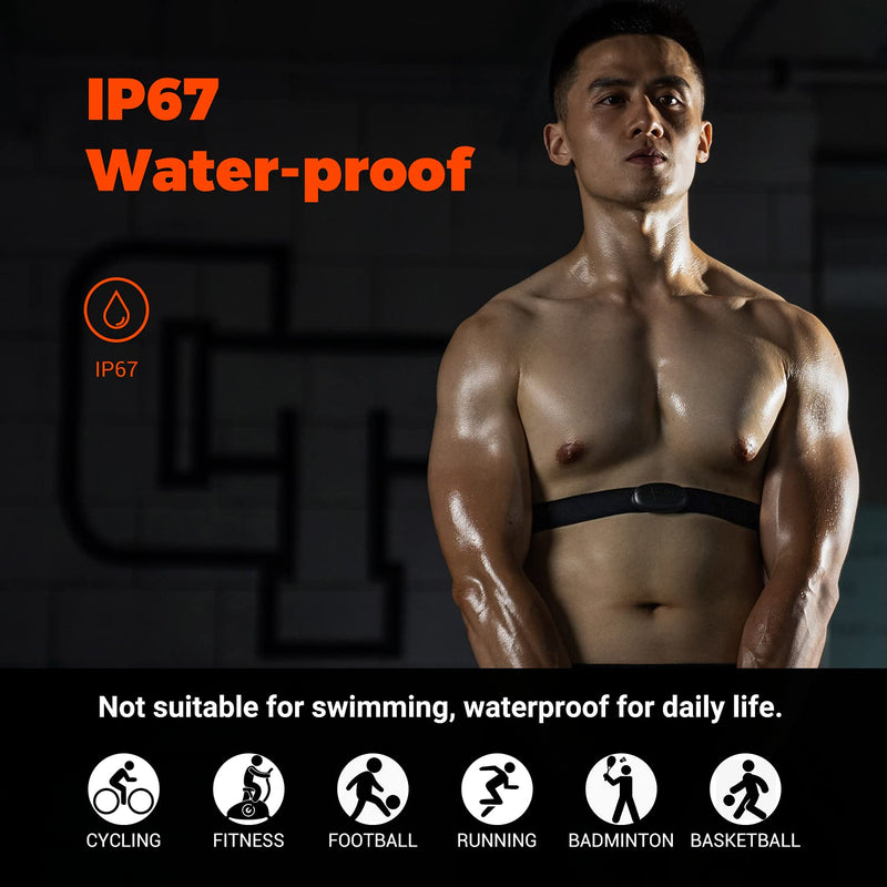 [Australia] - COOSPO Heart Rate Monitor Chest Strap, Bluetooth ANT+ Heart Rate Monitor Chest Sensor with 400H Battery, HRM Works with Strava/Wahoo Fitness/Polar Beat/Peloton/DDP Yoga App 