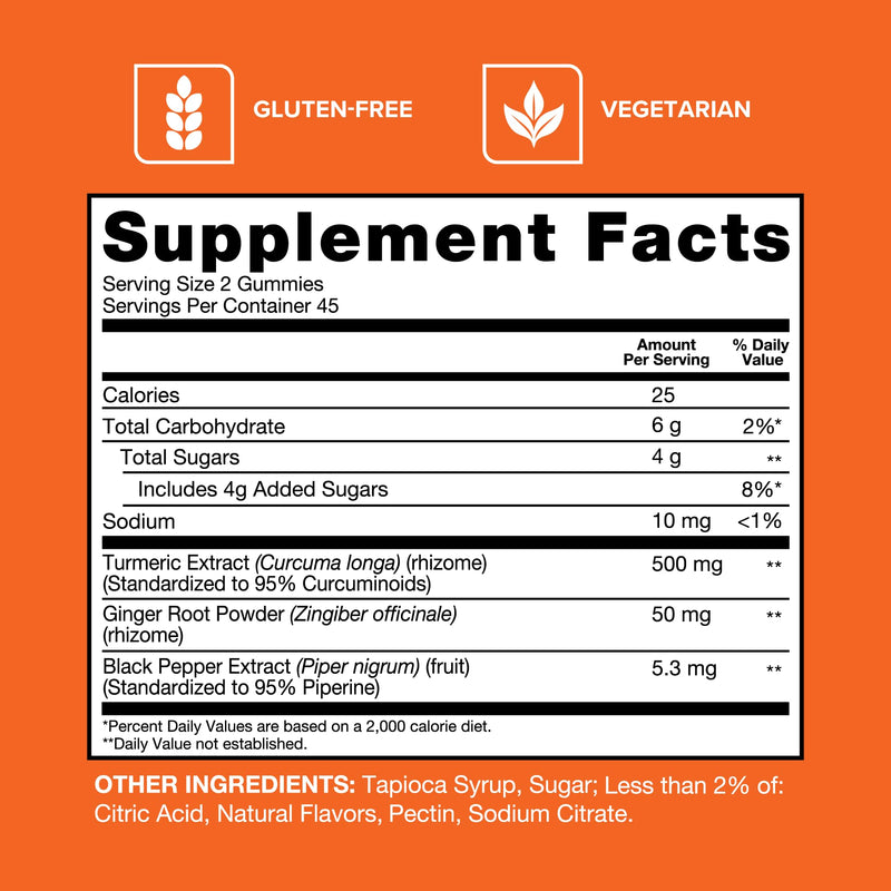 [Australia] - Qunol Turmeric and Ginger with Black Pepper Gummies, Joint Health Support, 90 Count (Pack of 1) 