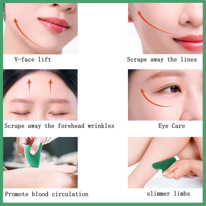 [Australia] - Gua Sha Jade Stone Gua Sha Massage Tool, Guasha Tool for Face and Body Skin Massage. Tools for SPA Acupuncture, Pink Stone for Body Face Neck and Eye, Skin Care Gift for Woman Light Green 