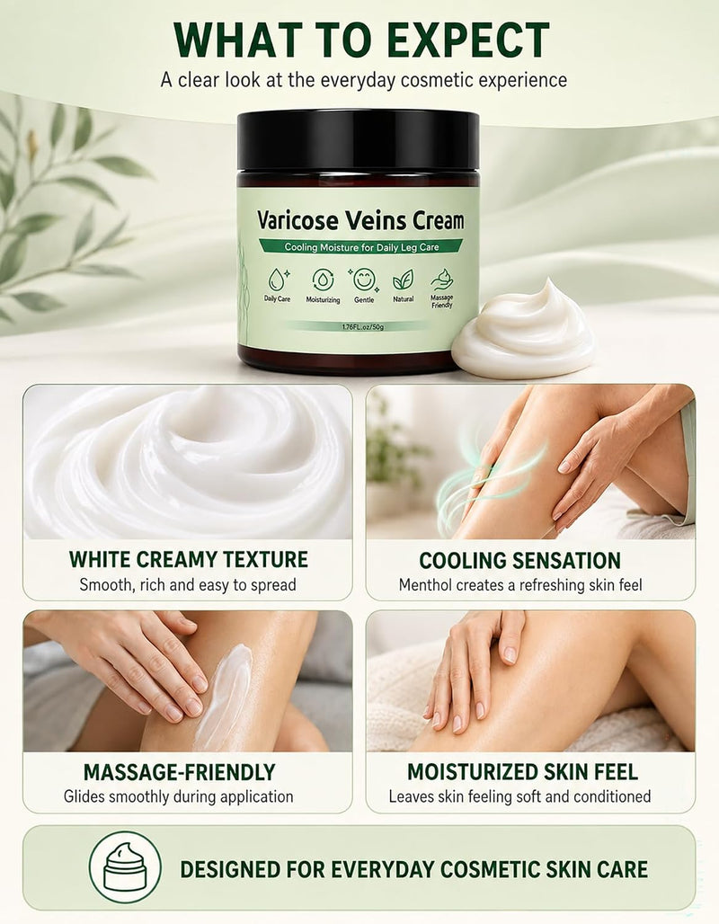 Varicose Veins Cream, Varicose Veins Treatment for Legs, Improves the Appearance of Leg, Repair Spider Veins, Strengthen Capillary Health, Promote Blood Circulation, Relieve Leg Muscle Fatigue, 50g