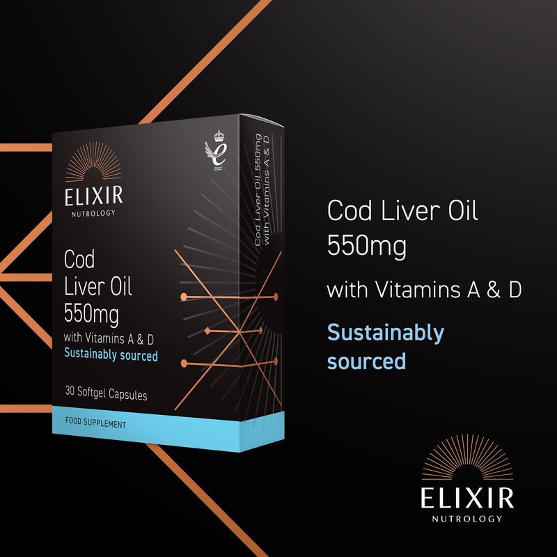 Cod Liver Oil 550mg Capsules | Omega 3 EPA & DHA with Vitamins A & D | Supports Normal Heart, Brain & Vision Function | Daily Immune & Bone Health Support | 30 Softgel Capsules | UK Made