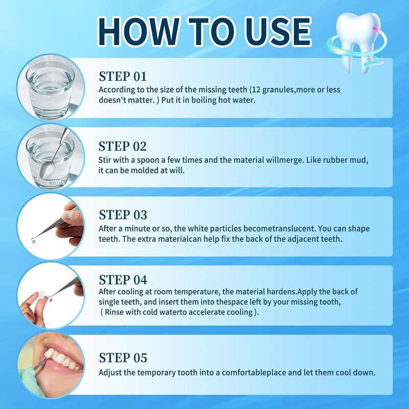 Tooth Repair kit for Filling The Missing Broken Tooth and Gaps-Moldable Fake Teeth and Thermal Beads Replacement Kit-Natural Color-BB1