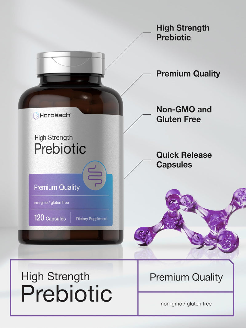 [Australia] - Horb√§ach Prebiotic for Men and Women | 120 Powder Pills | High Strength & Premium Quality Supplement | Non-GMO & Gluten Free Quick Release Capsules 