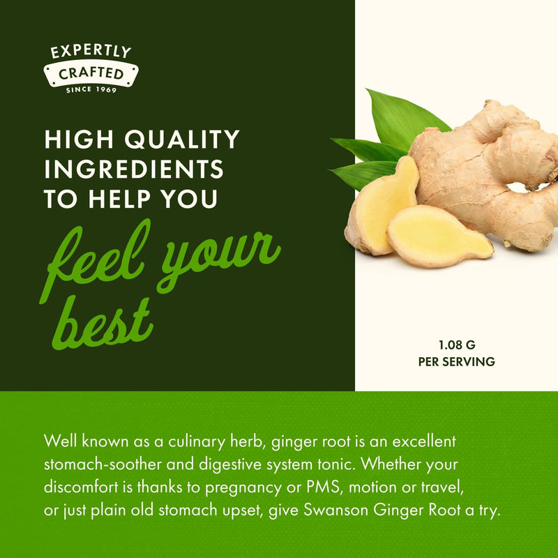 [Australia] - Swanson Premium Brand Ginger Root 540 Milligrams 100 Capsules 100 Count (Pack of 1) 