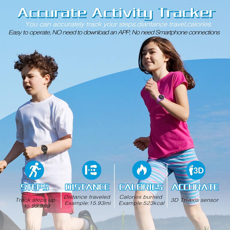 [Australia] - Kids Digital Pedometer Watch, Step Counting Watch, Fitness Tracker, Waterproof, Date/Alarm Clock/Timer, for Children Teens Boys Girls Women (Black) ‚Ä¶ Black 
