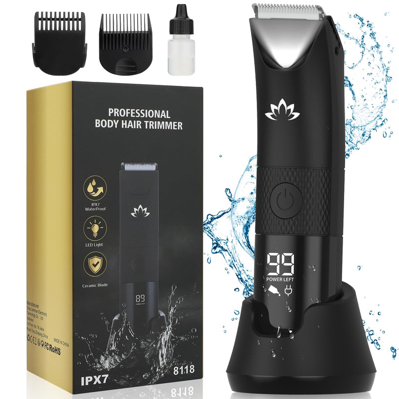 [Australia] - RESUXI Manscape Ball Trimmer for Men,Body& Pubic Hair Trimmer and Groin Hair Shaver, Bikini Trimmer Women,Smooth Shaving, Lightweight with Travel Lock, IPX7 Waterproof Wet/Dry Shaving, LED Display Black-3 