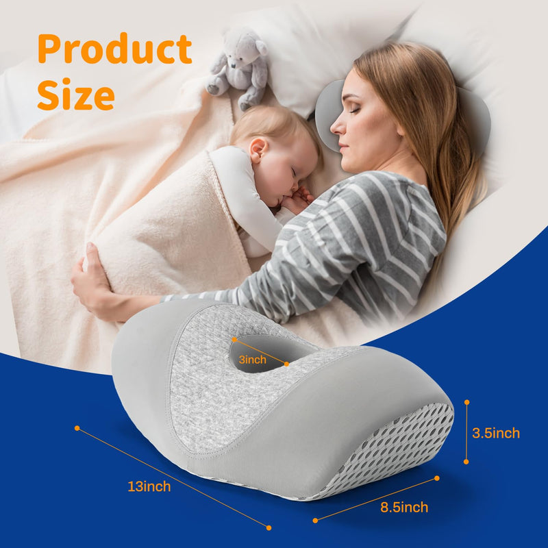 [Australia] - Ear Piercing Pillow for Side Sleepers with Ear Hole, Designed for CNH, Ear Pain Relief and Pressure Sores, Memory Foam Contoured Design Side Sleeping Pillow, Breathable Cotton Blend-Gray Gray 