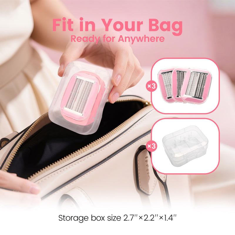 [Australia] - Travel Razors for Women & Men Self-Cleaning, Quick, Smooth, and Safe Self-Stropping Razor Blades for Shaving Head, Legs, Arms, Body (Pink) 