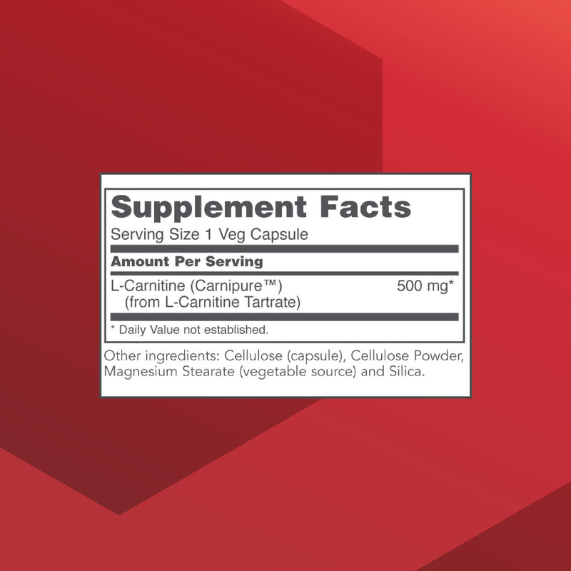 [Australia] - PROTOCOL FOR LIFE BALANCE L-Carnitine 500mg - Cell Energy Metabolism - Exercise Performance, Recovery - 60 Veg Caps 