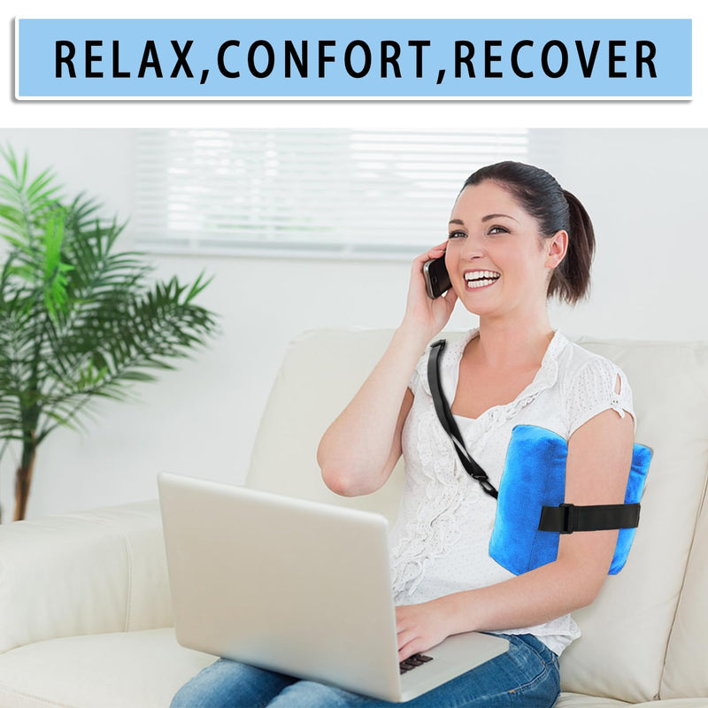 Rotator Cuff Pillow Surgery for Shoulder Pain Relief with Strap, Shoulder Pillow Sling for Side Sleepers Sleeping, Arm Cushion After Surgery Recovery Supplies, Blue