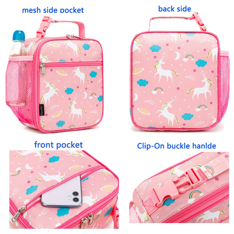 [Australia] - FlowFly Kids Lunch box Insulated Soft Bag Mini Cooler Back to School Thermal Meal Tote Kit for Girls, Boys, Unicorn 