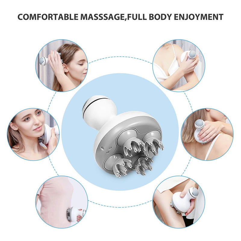 [Australia] - COMFIER Electric Cordless Hair Scalp Massager with Kneading 84 Massage Nodes, Handheld Portable Head Scratcher Massager for Hair Growth, Deep Clean and Stress Relax, Gifts for Men Dad White 