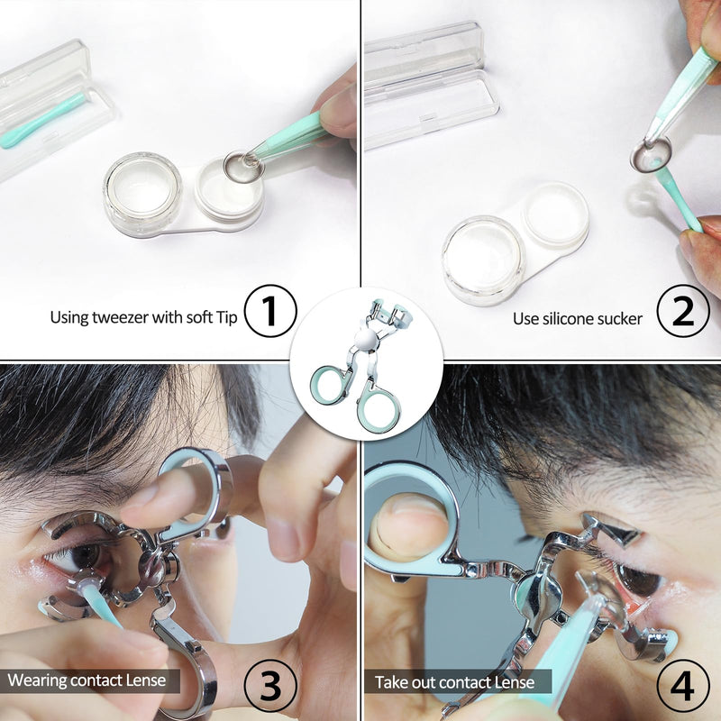 [Australia] - Color Contact Lenses Wearing Aids — Eye Contact Removal Tweezers, Scleral Lens Inserter, Contact Lens Case, Contact Lens Eyelid Wearingtool for Travel 