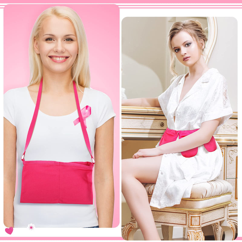 [Australia] - Mastectomy Drainage Holder with 4 Pouch Shower Bag Adjustable Drain Holder After Tummy Tuck Quick Dry Stretchy Handy for Mastectomy Recovery Breast Augmentation Reduction for Patient Care Kit (Pink) Pink 