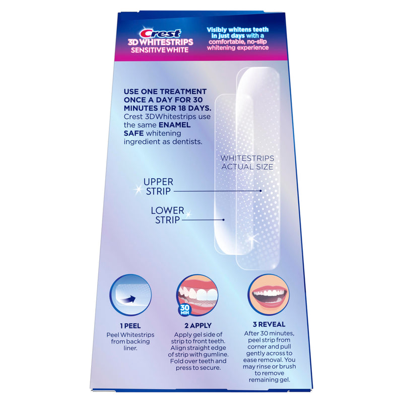 [Australia] - Crest 3D Whitestrips Sensitive At-Home Teeth Whitening Kit, 18 Treatments, Gently Removes 15 Years of Stains, Crest Whitestrips, Teeth Whitening Kit 