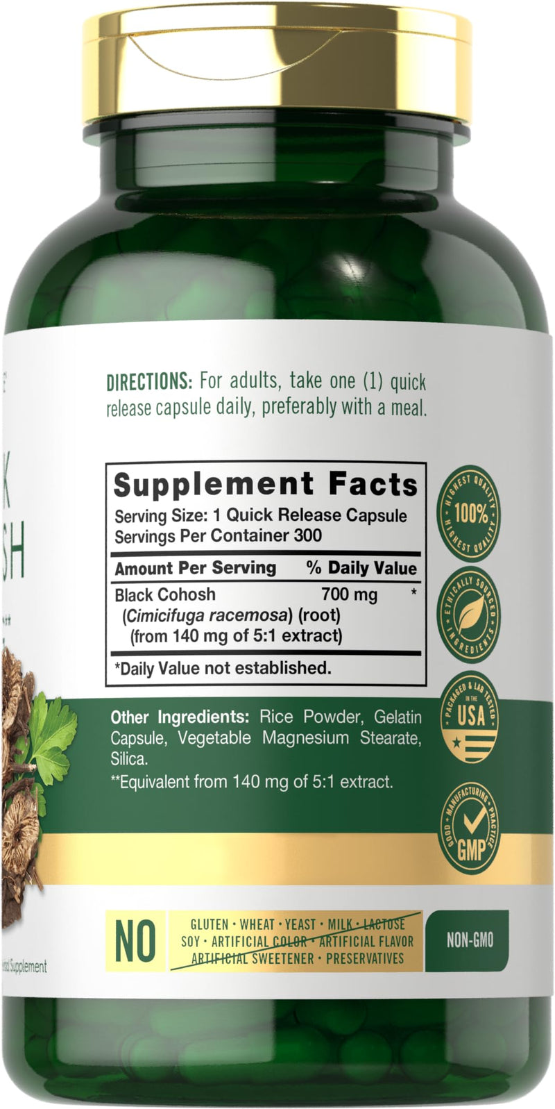 [Australia] - Carlyle Black Cohosh Capsules | 700mg | 300 Count | Non-GMO, and Gluten Free Formula | Black Cohosh Root Extract Supplement 