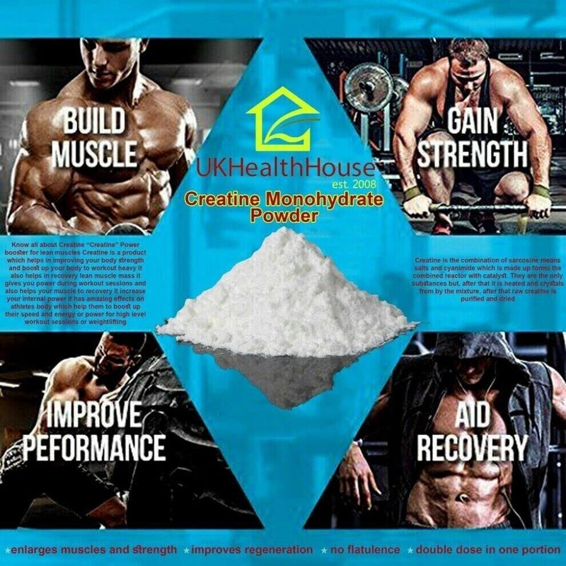 UKHealthHouse 100% Pure Creatine Monohydrate Powder 500g | Micronised Creatine Powder for Easy Mixing | Supports Recovery, Performance & Energy Boosting Train | Unflavoured