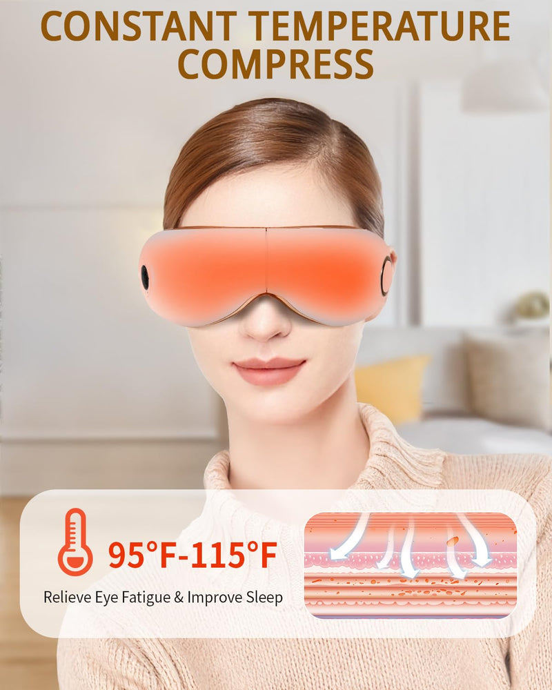 [Australia] - iRest Eye Massager with Heat,Smart Eye Mask Massager with Compression & Vibration,Relax Music,Rechargeable,Migraine Massager for Improve Sleep,Relieve Eye Strain Dry Eye Dark Circles Eye Bags,White White 