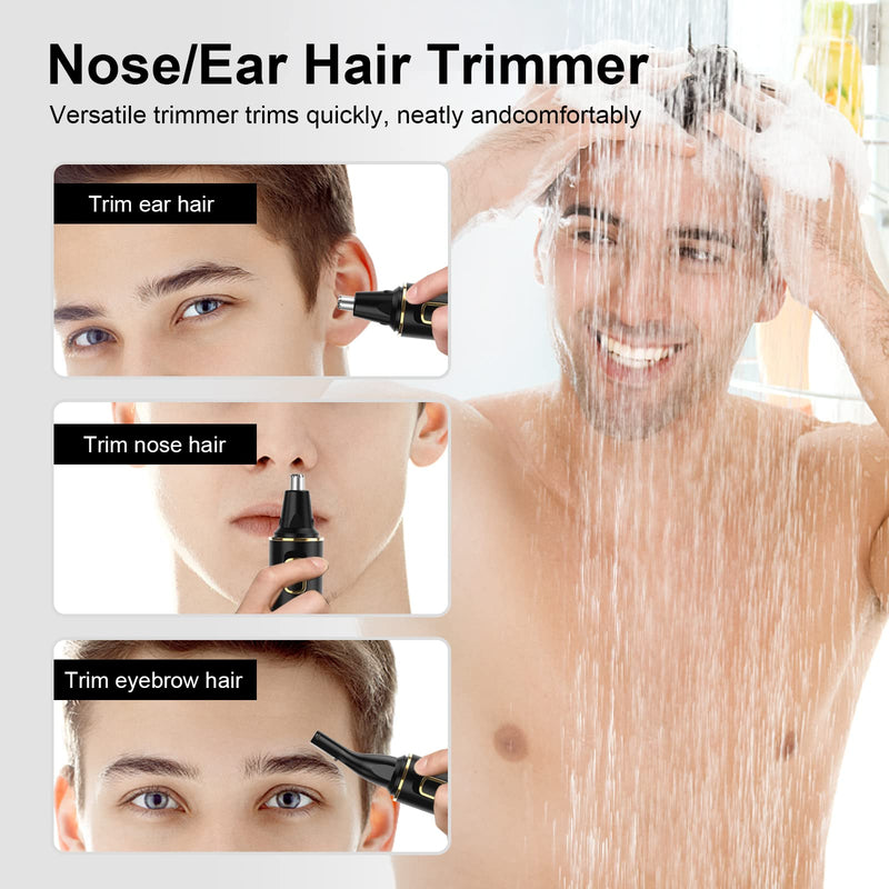 Nose Hair Trimmer for Men, 2025 Painless USB Rechargeable Nose Hair Trimmer, Ear and Nose Hair Trimmer for Men, Professional Facial Hair Trimmer with IPX7 Waterproof Dual Edge Blades Black