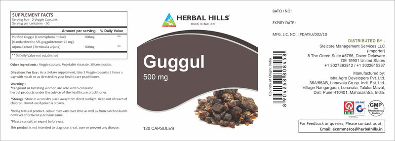 [Australia] - HERBAL HILLS Guggul Capsule with Arjuna Extract 1000mg 120 Count 