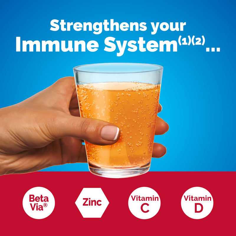 [Australia] - Emergen-C Immune+ Triple Action Immune Support Powder, BetaVia (R), 1000mg Vitamin C, B Vitamins, Vitamin D and Antioxidants, Super Orange, Back to School Essentials ‚Äì 30 Count 