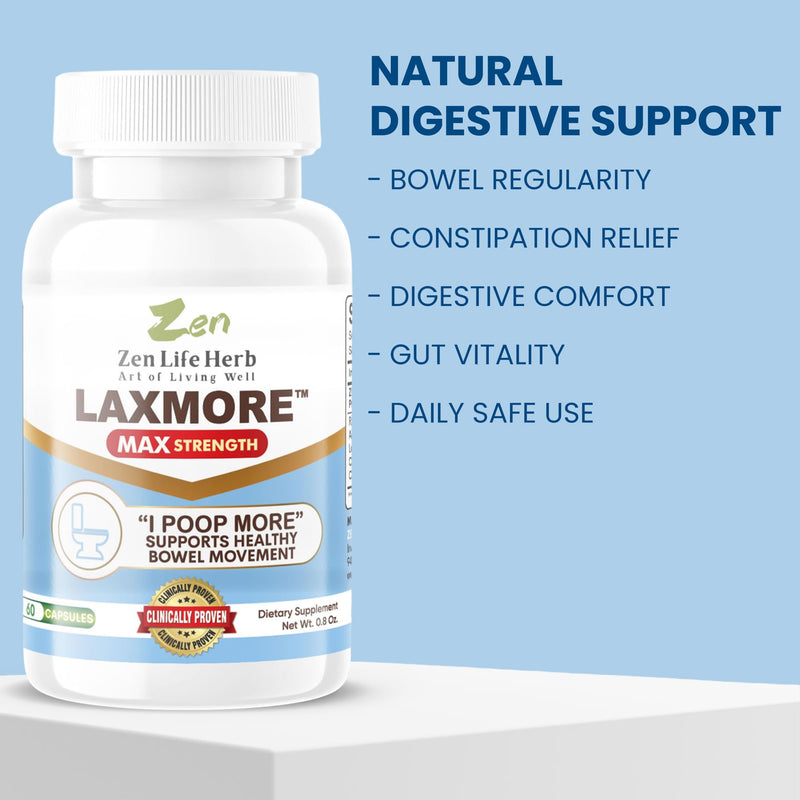 [Australia] - LAXMORE I Poop More Max Strength 100% Natural Plant-Based Supplement (60 Capsules) 60 Count (Pack of 1) 