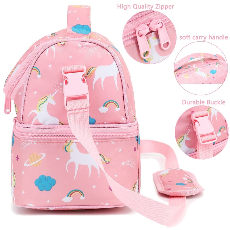 [Australia] - FlowFly Kids Double Decker Cooler Insulated Lunch Bag Large Tote for Boys, Girls, Men, Women, With Adjustable Strap, Unicorn 