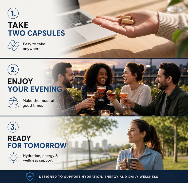 Alcoshield Pre Drink Antioxidant and Vitamin Support Capsules with Turmeric Vitamin C B Complex and Electrolytes for Social Evenings 40 Capsules Made in UK