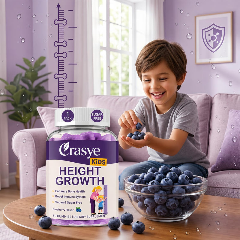 Tru Height Growth Gummies for Kids & Teens, True Height Growth Gummies - Calcium, Vitamin D3 + K2, Zinc, Teen Bone Strength and Immunity, 60 Counts