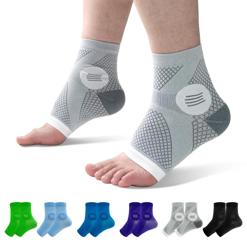 [Australia] - 6Pairs Neuropathy Socks for Women and Men, Toeless Compression Socks, Soothe Relief Compression Socks, Compression Socks for Plantar Fasciitis, Achilles Tendonitis Relief, Arch Support (Large) Large 