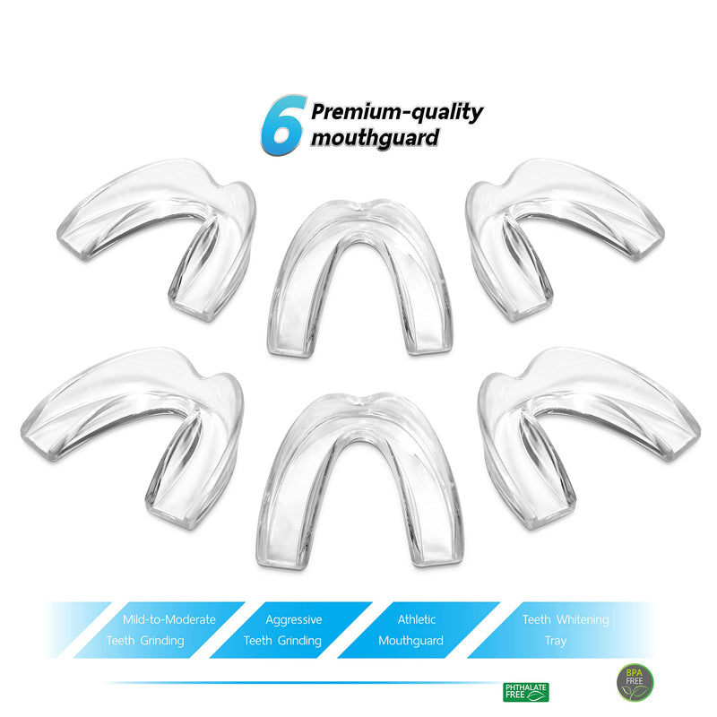 [Australia] - Pack of 6 Moldable Mouth Guard for Teeth Grinding Clenching Bruxism, Sport Athletic, Whitening Tray 7 Piece Set Old Black 