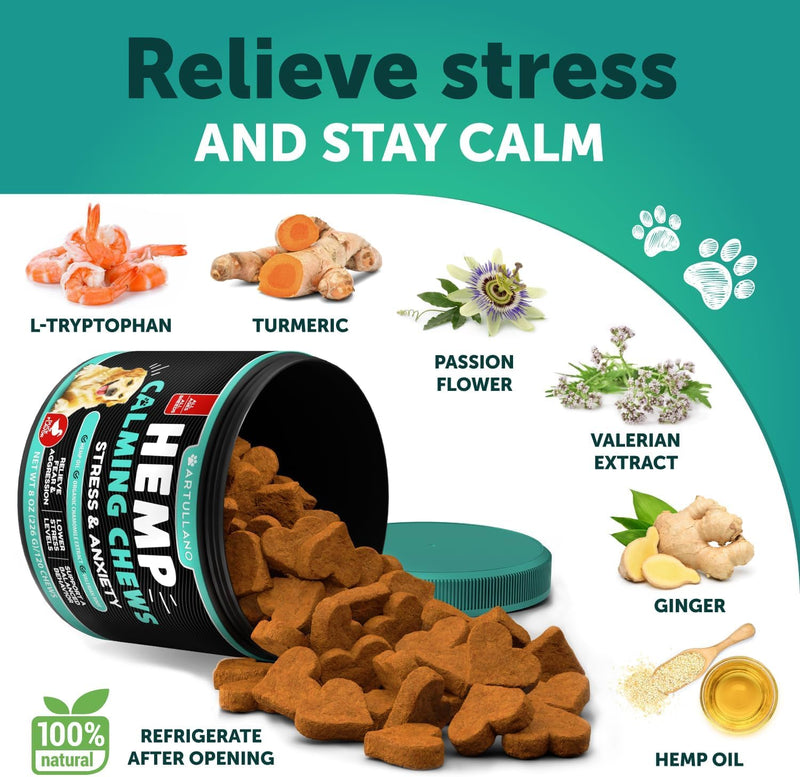 Hemp Calming Chews + Wild Alaskan Salmon Oil for Dogs Bundle - Advanced Dog Calming Chews - Anxiety Relief Treats - Dog Anxiety Relief - Hip and Joint Support - Salmon Oil for Dogs Skin and Coat - PawsPlanet Australia