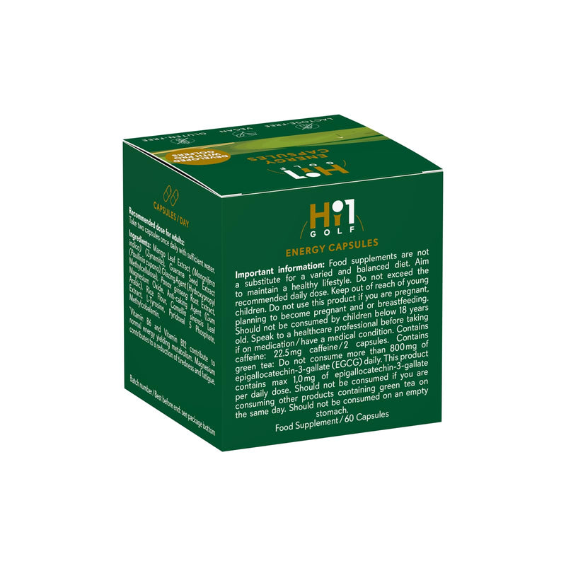 Hi1 GOLF Energy & Endurance – Golf Supplement, Stronger Swings, Faster Recovery Supports Energy, Stamina & Mental Focus with Ginseng, Green Tea & Guarana Extract, Magnesium, Vitamin B6 & B12-60Caps