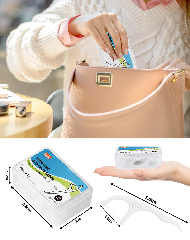 [Australia] - 200 PCS Dental Floss TWIN LINE Dental Floss Sticks Dental Floss Picks 4X Effective Teeth Cleaning Between Teeth Double Threads Dental Floss Stick with Toothpick - For removing plaque and food residue 