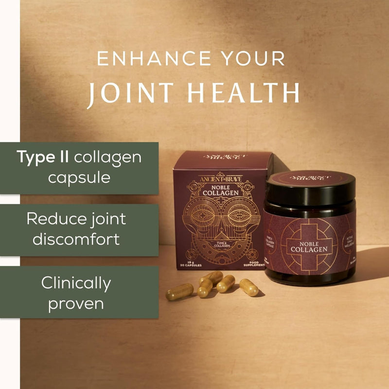 Ancient + Brave Noble Collagen - Type II Collagen Capsules for Joint Health, Healthy Bones & Ligaments - Enhanced with Vitamin C, Boswellia Serrata & Manganese -30 Capsules 30 count (Pack of 1)
