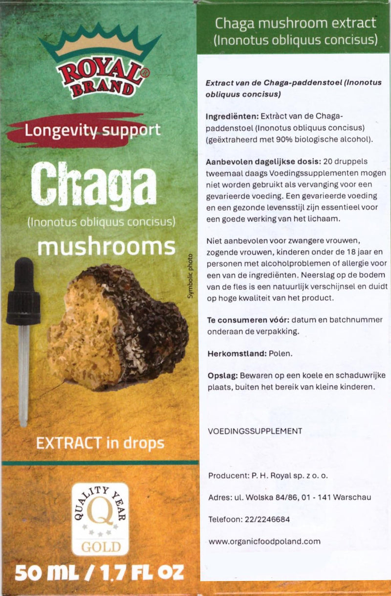 Chaga Extract Drops 50 ml / Chaga Mushroom / Better Than Chaga Mushroom Capsules / Liquid Extract Drops / 1.7 FL OZ