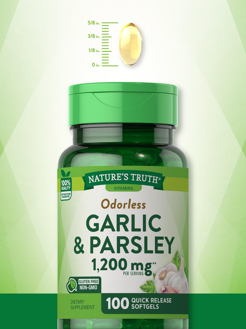 [Australia] - Nature's Truth Odorless Garlic and Parsley | 1200mg | 100 Softgel Capsules | Non-GMO & Gluten Free Extract Supplement 