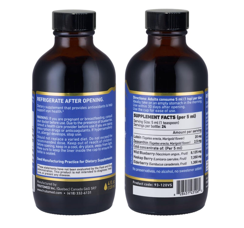 Vision. Lutein, Wild Blueberry, and Elderberry Concentrate. Eye Health Antioxidant Supplement. Concentrated Formula. Delicious Taste. 5 ml/Day. (1-Pack) 1 bottle
