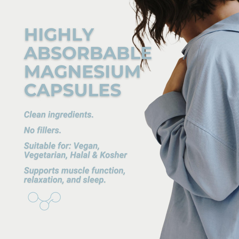 Magnesium Glycinate Capsules, 1750mg | 60 Capsules | Serava | Magnesium Supplements | High Strength Vegan Supplement for Sleep & Muscle Recovery