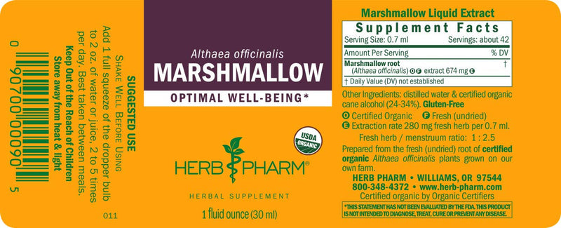 [Australia] - Herb Pharm Certified Organic Marshmallow Liquid Extract - 1 Ounce 1 Fl Oz (Pack of 1) 