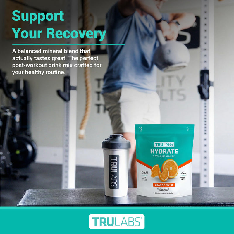TRULABS Hydrate Electrolyte Drink Mix – Orange Twist Flavor, Sugar-Free Hydration Packets with 1422 mg Electrolytes & 19 Vitamins & Minerals, Monk Fruit Sweetened, On-the-Go Sticks (16 Count)