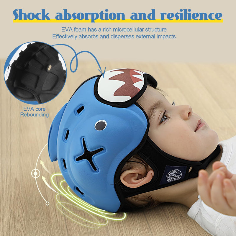 [Australia] - Baby Head Protector Helmet, Breathable Baby Head Protector for Crawling and Walking, Infant Soft Helmet, Anti-Collision, Ultra-Lightweight, Expandable and Adjustable Age 10-24 Months shark 