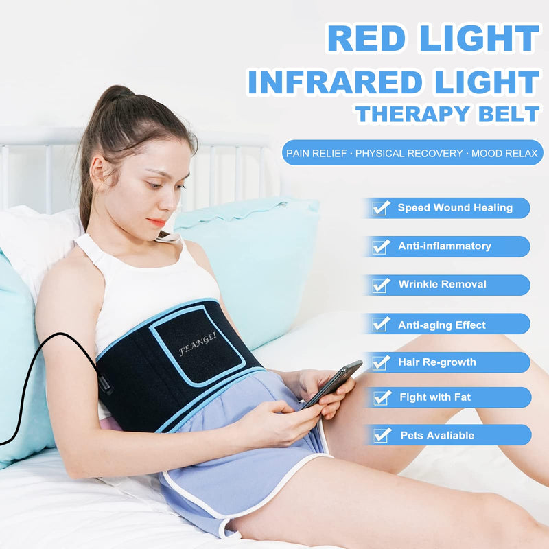[Australia] - Red Light Therapy Infrared Light Therapy Wrap Belt for Body Pain Relief Wearable Large Pad for Waist Back Stomach Muscle Repair, Decrease Inflammation, Speed Healing LED 660nm&850nm with Controller 1 Count (Pack of 1) 