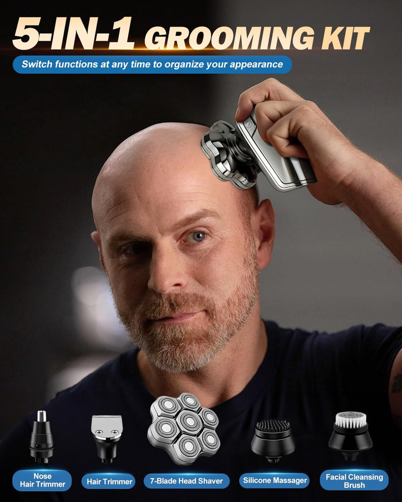 [Australia] - Head Shavers for Bald Men, Electric Detachable Head Shaver for Male, Waterproof Wet Dry Body Bald Head Shaver, Rechargable Rotary Shavers/Razor for Husband Father Gunmetal 