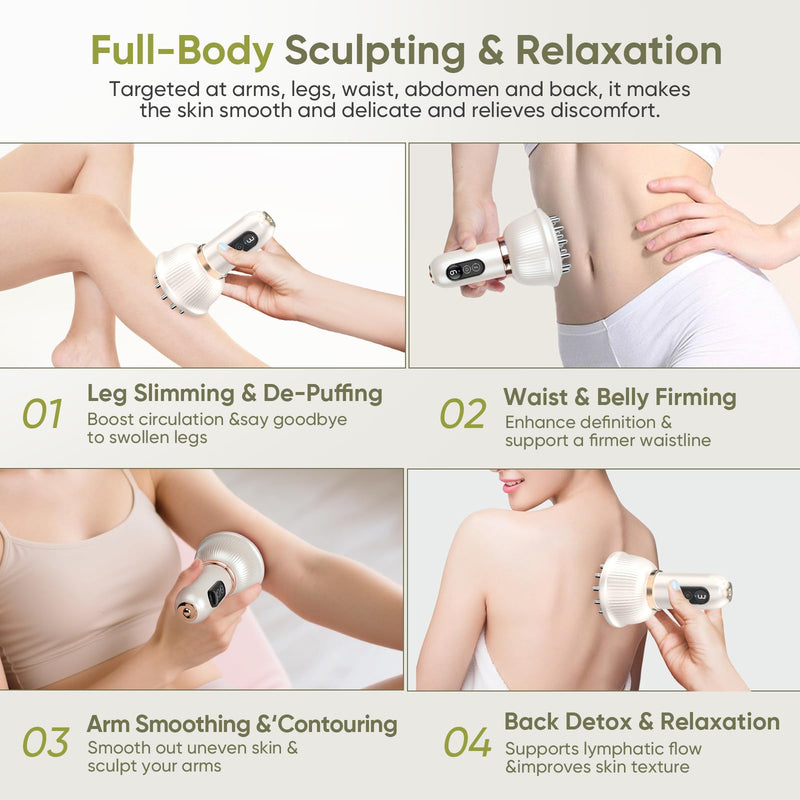 [Australia] - Body Sculpting Machine — Lymphatic Drainage Massager & Anti Cellulite Massage Tool,with Microcurrent, Light Heat & Vibration for Legs, Arms & Belly, Body,Helps Reduce Stretch Marks & Cellulite White 