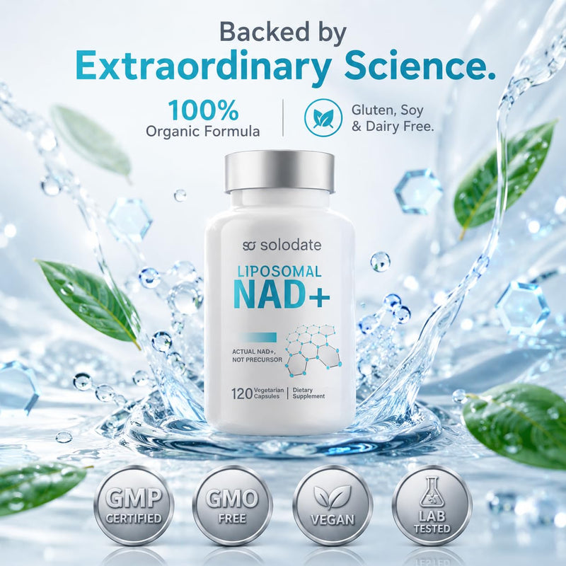 Liposomal NAD+ Supplement, Actual NAD+ Capsules Not Precursor, Advanced Absorption Dietary Formula, 120 Vegetarian Count, Daily Routine Support