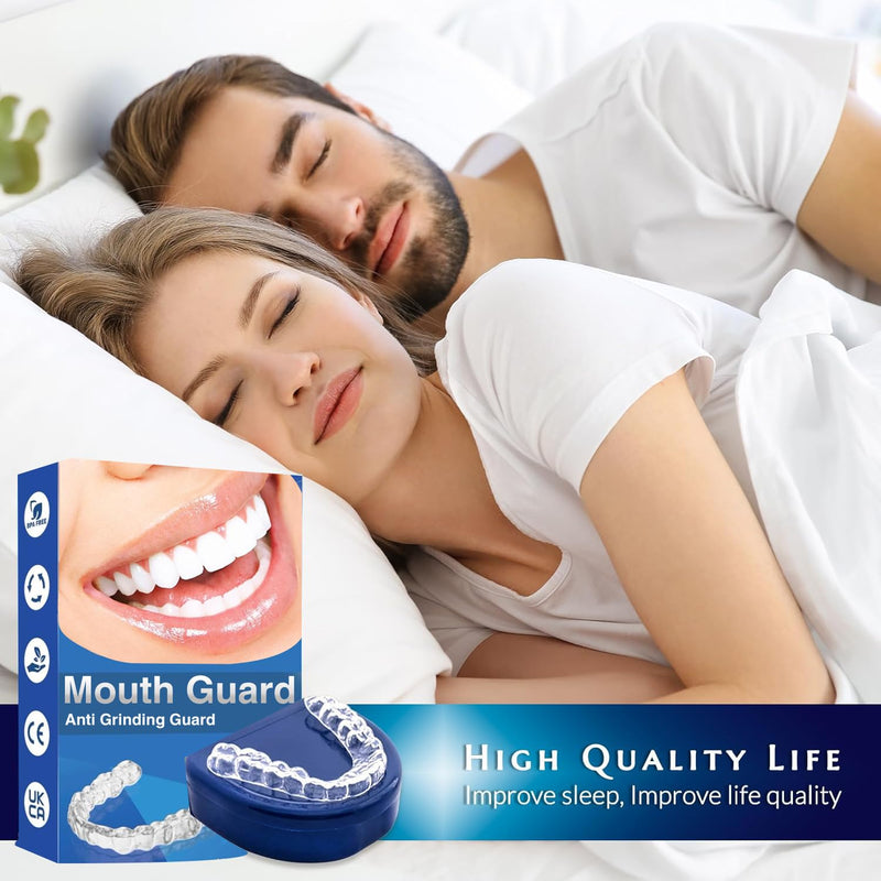 Mouth Guard for Grinding Teeth at Night - Dental Anti-Teeth Clenching Night Guards, Sleep Mouth Guard for Bruxism, Clenching Teeth Protector for Adults 2 Sizes with One Travel Cases